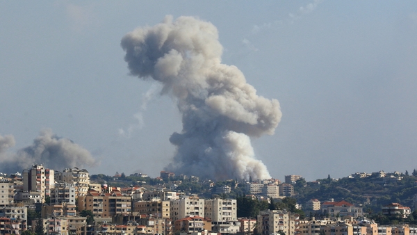 Smoke billows from the site of an Israeli air strike in the Lebanese village of Jibal el Botm, near the Lebanon-Israel border