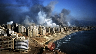 West Beirut areas between the city and the airport under heavy shelling by Israeli army during the Summer 1982 invasion
