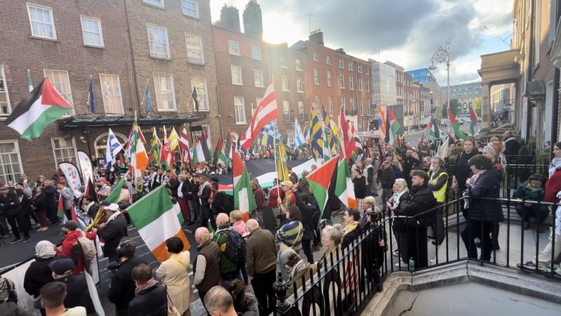 Protesters calling for the Occupied Territories Bill to be enacted outside Leinster House last month