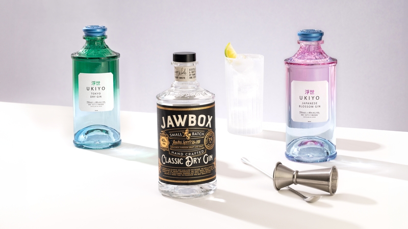Kirker Greer Spirits' Jawbox Irish Gin and Ukiyo Japanese Gins products will be available in Tesco stores nationwide from this month