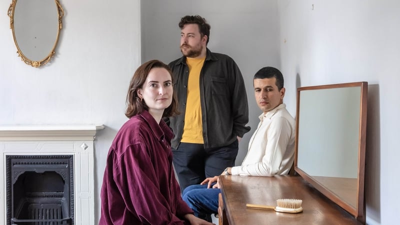 Maeve O Mahony Finbarr Doyle and Shadaan Felfeli in Guest Host Stranger Ghost (Pic: Ste Murray)