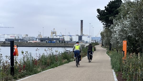 The 2.5km cycling and walking route begins near East Wall and runs to the ferry terminals inside Dublin Port