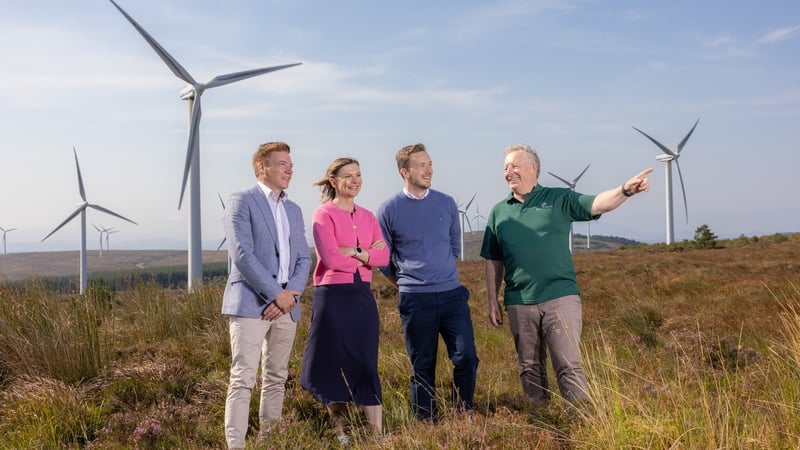 Brian McHugh (Managing Director at Vantage Towers Ireland), Amanda Nelson (Vodafone Ireland CEO), James Temple (Renewables Manager at Flogas) and Pat Brett, Director at Derrynadivva Wind Farm in Co Mayo