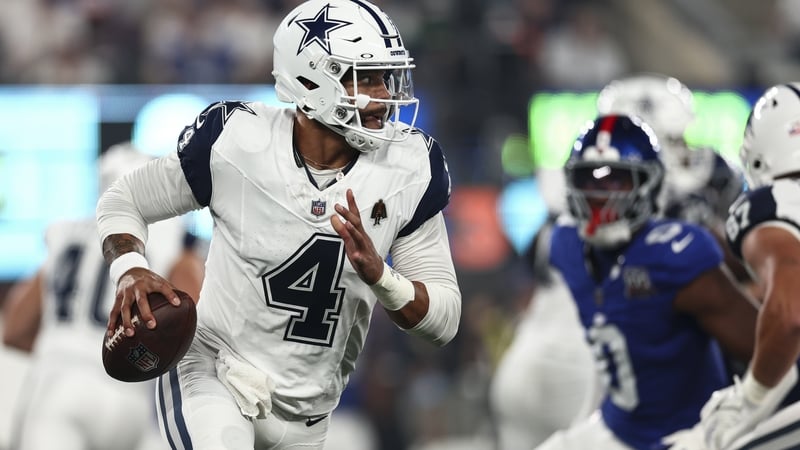 Dak Prescott on the move against the New York Giants