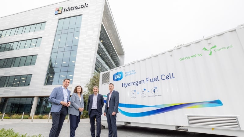 Eoin Doherty, EMEA Regional Leader, Microsoft Cloud Operations + Innovation; Lavinia Morris from Microsoft's EMEA Data Centre Operations; Jim Dollard, ESB Executive Director, Generation & Trading; Paul Lennon, Head of Offshore Wind, Hydrogen at ESB