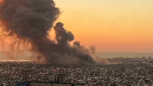 Smoke rises above Beirut following the strikes