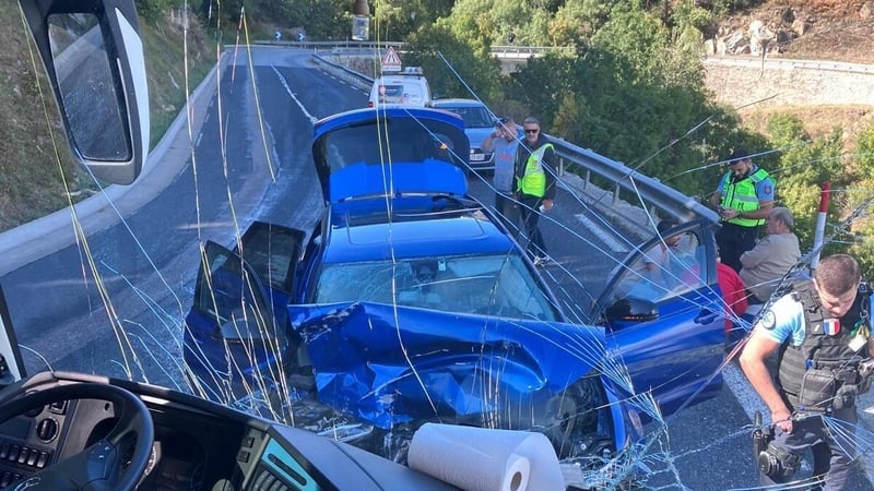The bus, which was carrying 44 Irish people, was involved in a collision with a single vehicle near Mont Luis in the south of France