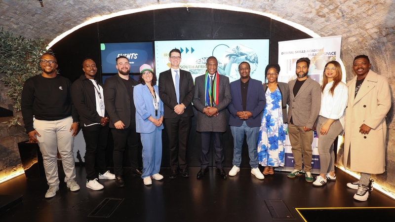 Paul Mashatile, Deputy President of the Republic of South Africa, with participants at the Irish Tech Challenge South Africa showcase event