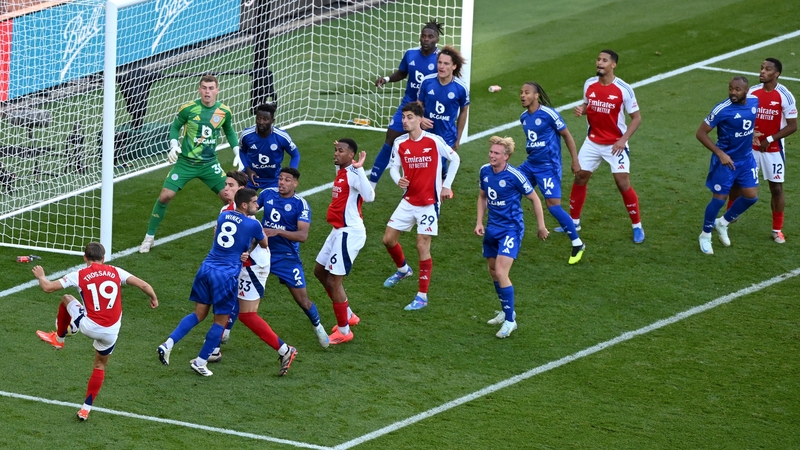 Arsena's Leandro Trossard saw his shot deflected to the net by Leicester's Wilfred Ndidi