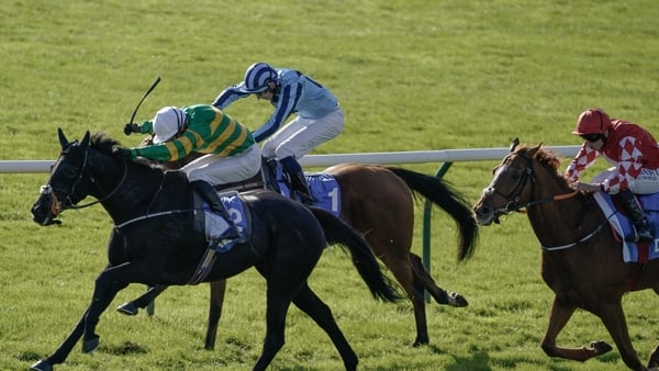 James Doyle riding The Shunter (green) to win the 2023 Cesarewitch Handicap
