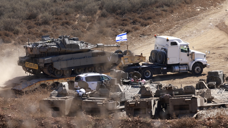 An Israeli tank is transported to a position in the Upper Galilee region of northern Israel near the border with Lebanon on September 29, 2024. Photo: Getty Images