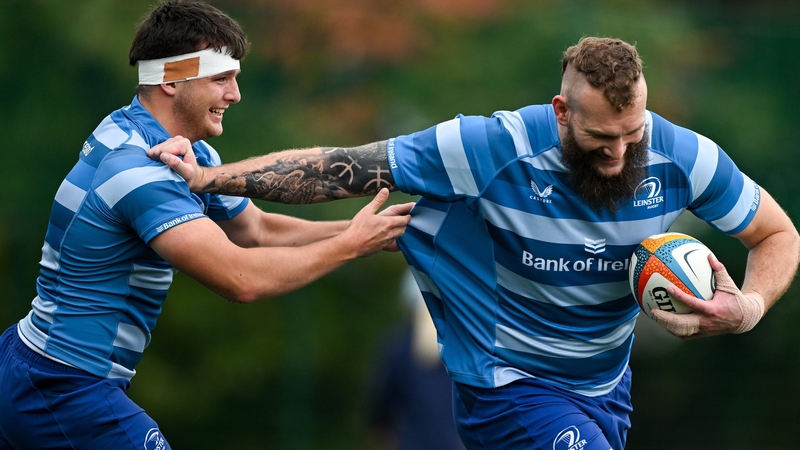 RG Snyman (r) pictured at Leinster training in Dublin on Monday