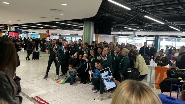 The Irish women's team arrived at Dublin Airport this afternoon