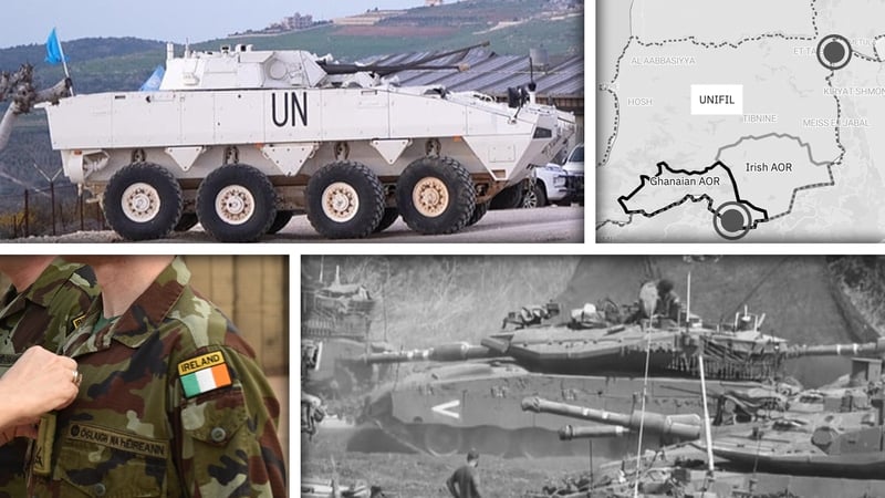 Irish troops are responsible for an area along the blue line.