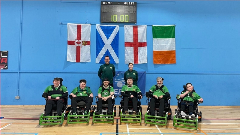Kyle lining out for the Irish Powerchair Football team!