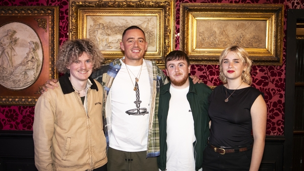 Dermot Kennedy (second from left) pictures with Irish acts and Cliffords at the launch of Ireland Music Week on Wednesday night in Dublin