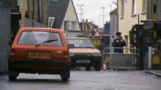 Checkpoint outside the RUC station, Newtownhamilton, County Armagh in 1984.