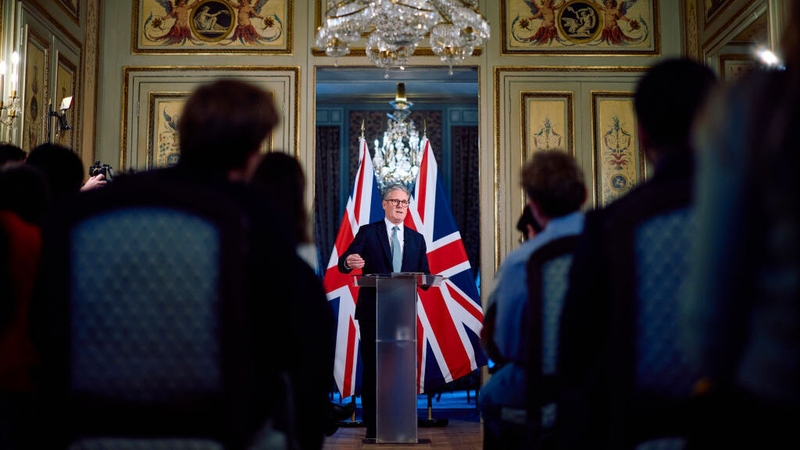 Keir Starmer at a press conference during his visit to the European Commission headquarters in Brussels this week