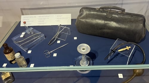 Some of the equipment used by midwives in the last century