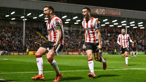 Michael Duffy (centre) celebrates his second goal