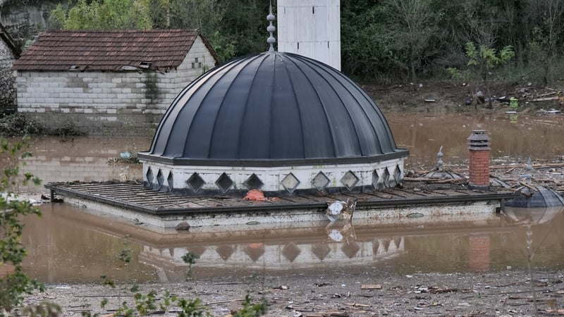 A mosque is seen underwater due to heavy floods Jablanica in Bosnia and Herzegovina