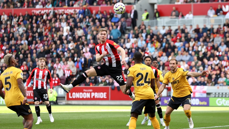 Nathan Collins heads home Brentford's opener