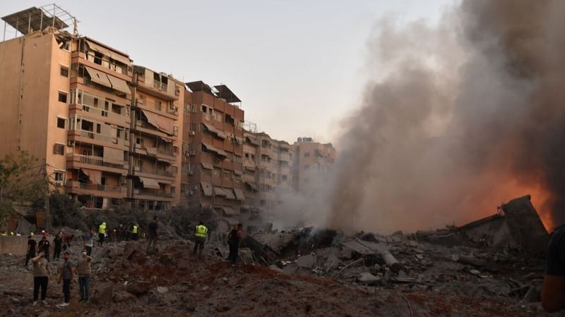 The aftermath of Israeli attacks in the southern area of Lebanon's capital Beirut