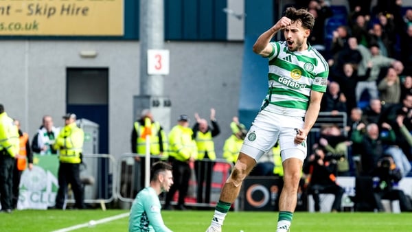 Nicolas Kuhn celebrates his late winner for Celtic