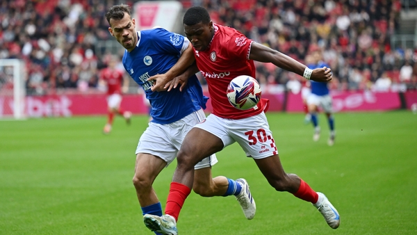 Former Shamrock Rovers striker Sinclair Armstrong was among a quartet of Irish players in the Bristol City starting line-up - Mark Sykes came on for the Robins in the second half