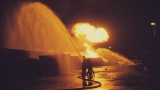 Fire at gas terminal, Dublin docks (1974)