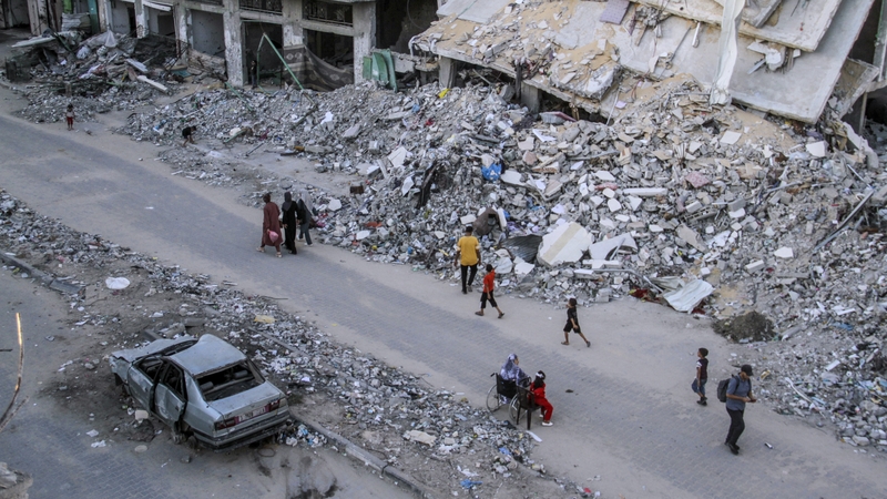 An aerial view of destruction at Jabalia refugee camp in Gaza on 3 October