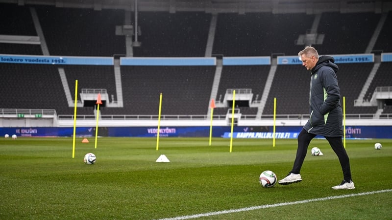 Heimir Hallgrimsson on the pitch at the Olympic Stadium on the eve of the game