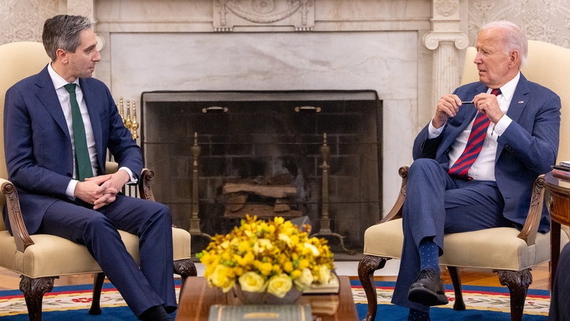 Simon Harris and Joe Biden pictured in the White House