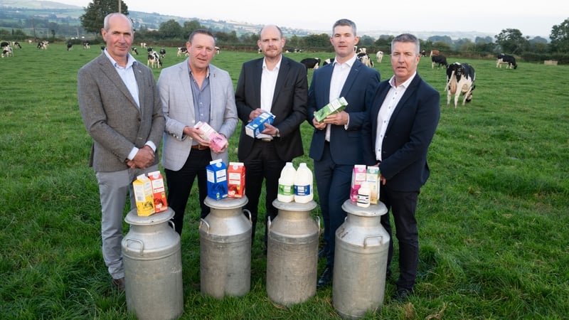 Raymond Barlow, Aurivo Chair; Lawrence McNamee Aurivo board; Tesco Ireland Commercial Director Joe Manning; Stephen Blewitt, General Manager Dairy, Aurivo and Séamus Hannon, National Account Manager, Aurivo Consumer Foods