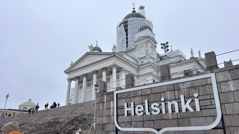 Helsinki Cathedral, complete with strategically placed city signage to show tourists the best place for a photo opportunity