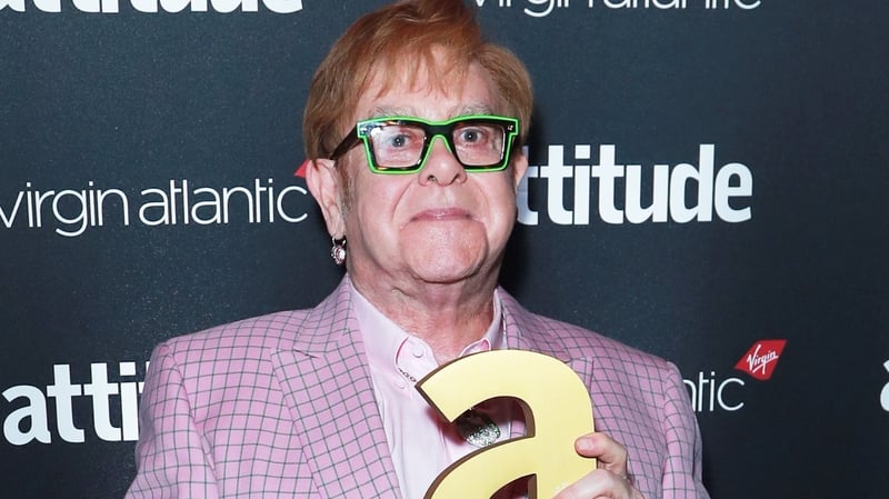 Elton John poses in the winners room at the Virgin Atlantic Attitude Awards 2024 at The Roundhouse in London, England. (Photo by Dave Benett/Getty Images)