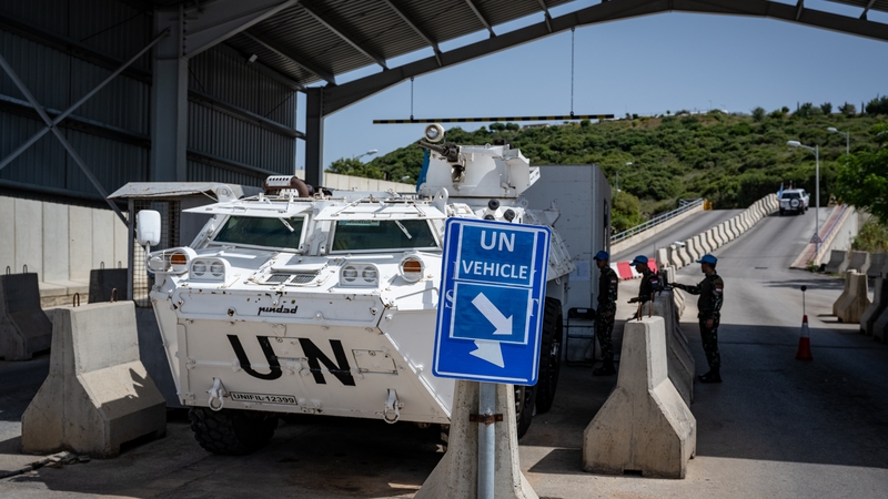 Bunáit na Náisiún Aontaithe in Naqoura i ndeisceart na Liobáine (Pictiúr cartlainne)