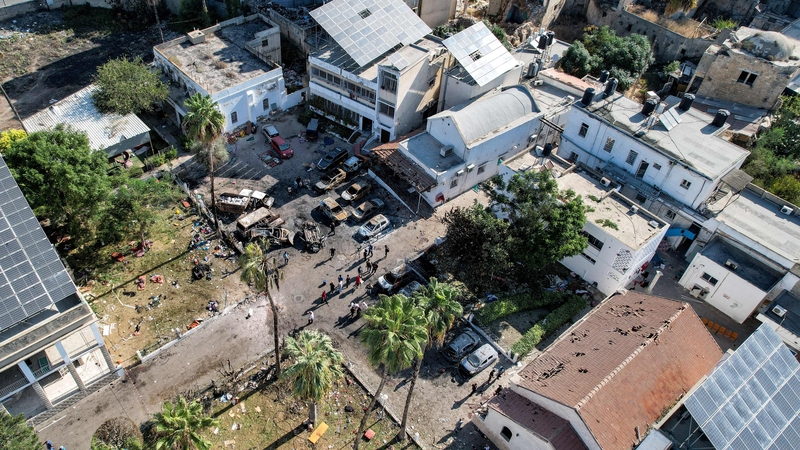 The Ahli Arab hospital in Gaza in the aftermath of an overnight blast last October