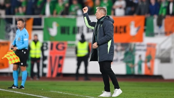 Heimir Hallgrimsson watching on during the game in Helsinki
