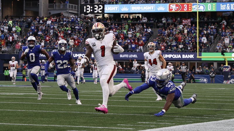 Boye Mafe's desperate lunge can't prevent Deebo Samuel Sr from scoring the opening touchdown of the night