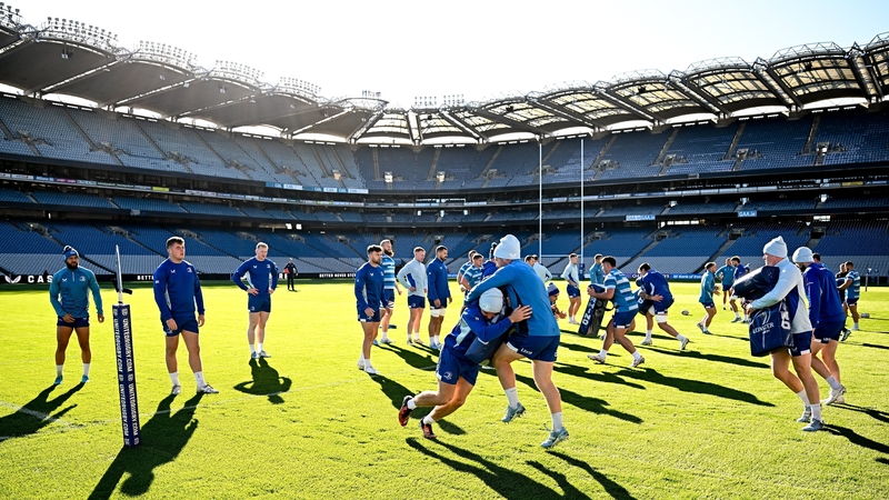 Leinster players take part in the captain's run at Croke Park