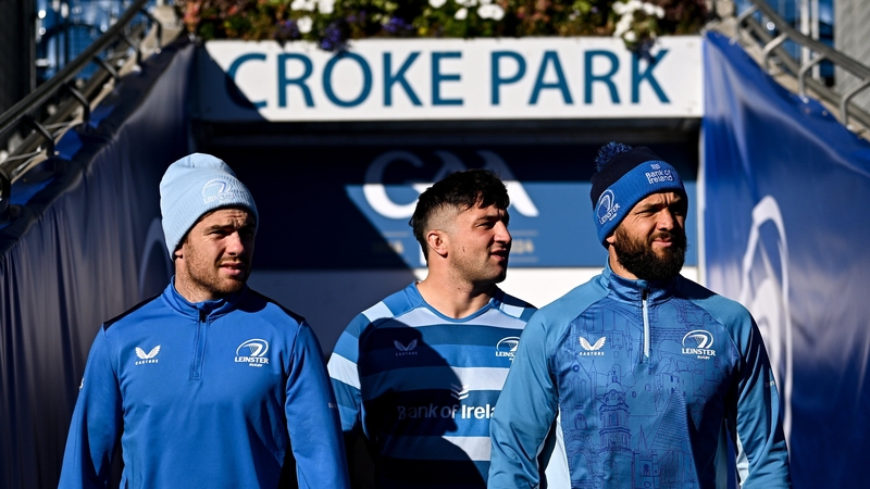 Leinster's Luke McGrath, Thomas Clarkson and Jamison Gibson-Park walk out at Croke Park
