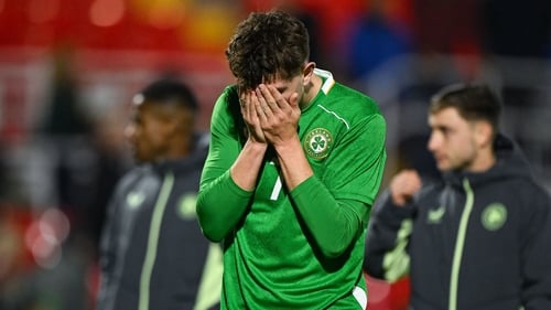 Second-half substitute Rocco Vata reacts after the full-time whistle in Cork
