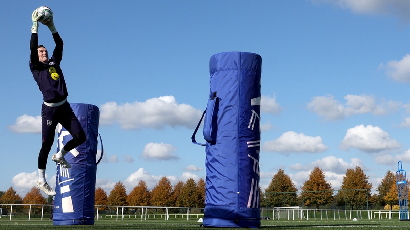 Jordan Pickford in training on Friday