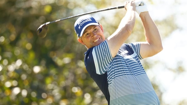 Padraig Harrington playing his shot off the second tee during the first round in Cary, North Carolina