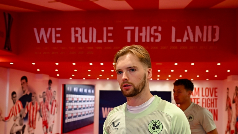 Caoimhin Kelleher during Saturday's training session at the Georgios Karaiskakis Stadium in Piraeus, Greece
