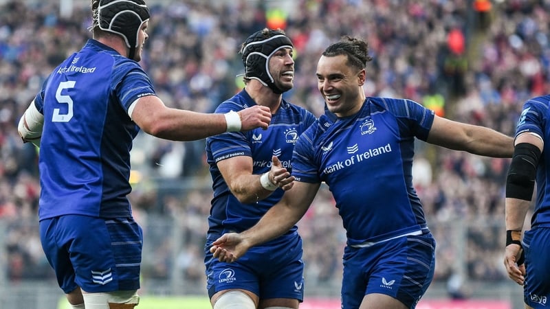 James Lowe celebrates Leinster's first try