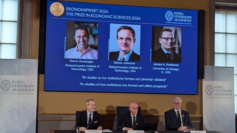 Three US-based academics have won the 2024 Nobel economics prize 'for studies of how institutions are formed and affect prosperity'
