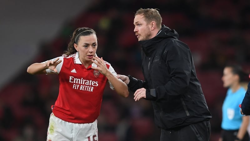 Republic of Ireland captain Katie McCabe and her Arsenal team-mates will have a new head coach after Jonas Eidevall's (R) exit