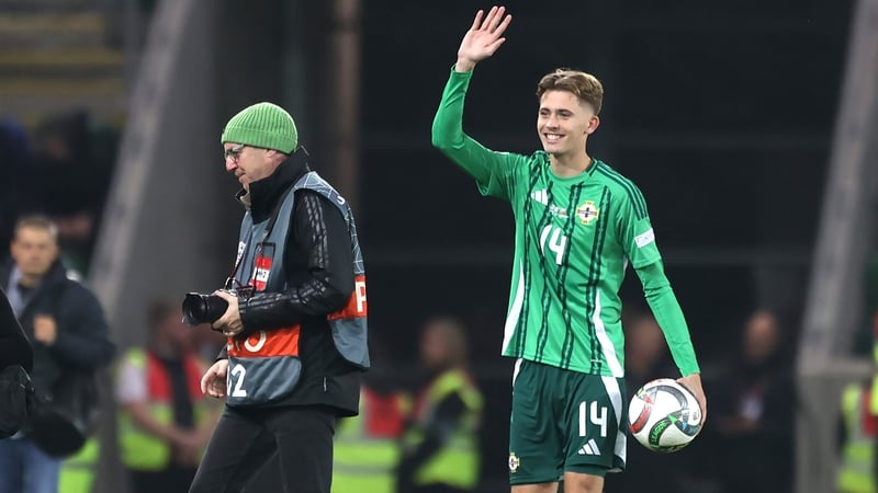 Northern Ireland's Isaac Price with the match ball after his hat-trick